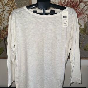 Eileen Fisher White Bateau Neck Tunic